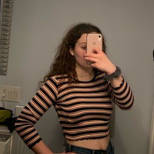 Striped Topshop Cropped Ling Sleeve